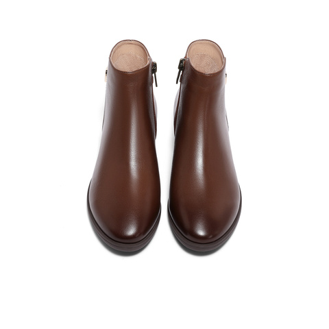 森达气质时装靴女2025冬新商场同款日常通勤粗跟短靴4T645DD5