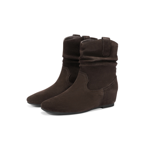 森达时装靴女2025冬新商场同款时尚堆堆靴中筒靴XVK01DZ5