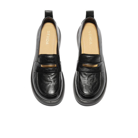 森达乐福鞋女2025秋季新款通勤一脚蹬软面厚底单鞋WP042CA5