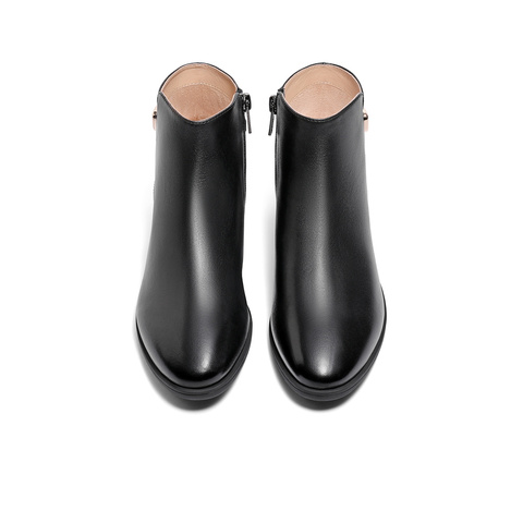 森达气质时装靴女2025冬新商场同款日常通勤粗跟短靴4T645DD5