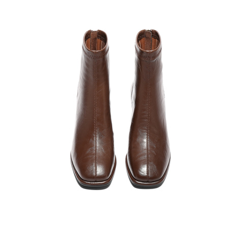 森达弹力靴女2025冬季新款商场同款时尚粗高跟短靴XRR01DD5