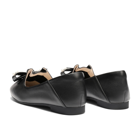 森达甜美乐福鞋女春季一脚蹬蝴蝶结平跟单鞋WPZ84CA3