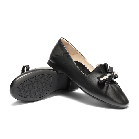 森达甜美乐福鞋女春季一脚蹬蝴蝶结平跟单鞋WPZ84CA3