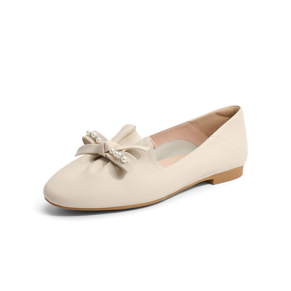 森达甜美乐福鞋女2025秋季一脚蹬蝴蝶结平跟单鞋WPZ84CA5