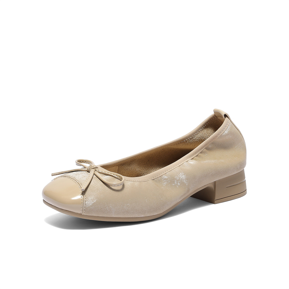 森达时装鞋女2025秋季新款知性通勤粗跟浅口单鞋WP045CQ5