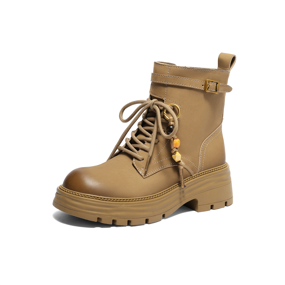 森达马丁靴女2025冬新商场同款户外徒步厚底休闲短皮靴XVJ01DD5