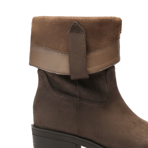 森达西部靴女2025年冬新潮流粗跟休闲堆堆靴长筒靴ZTI62DG5