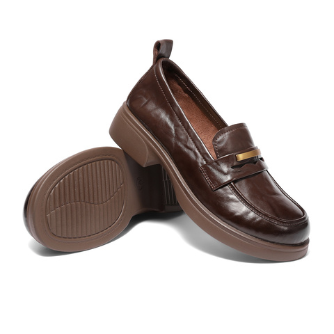 森达乐福鞋女2025秋季新款通勤一脚蹬软面厚底单鞋WP042CA5