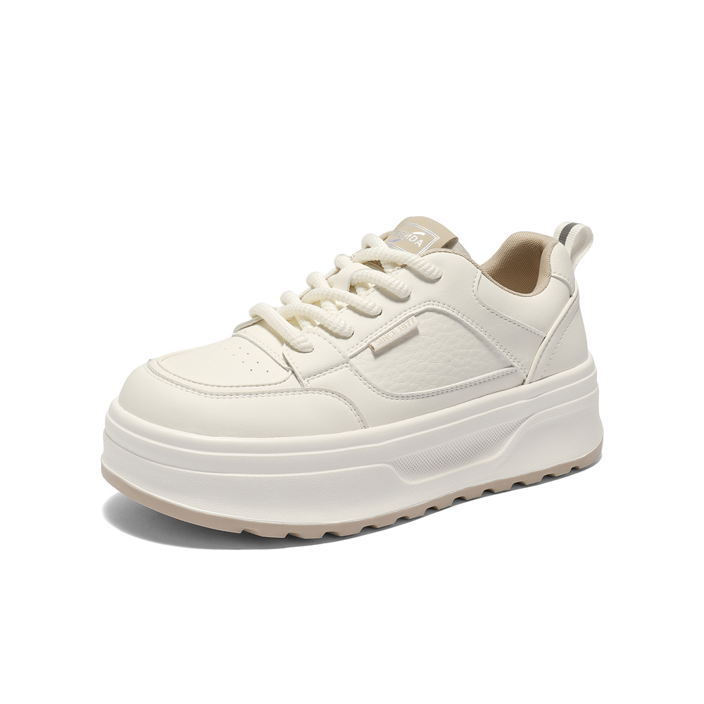 森达小白鞋女2025秋季新款厚底增高户外休闲板鞋WP049CM5