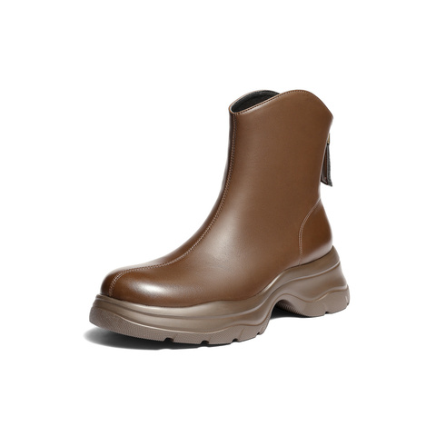 森达弹力靴女2025冬新商场同款厚底增高显瘦休闲中筒靴XSX01DZ5