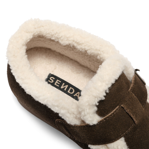 森达毛毛鞋女2025冬新商场同款保暖毛绒勃肯短靴XUW01DD5