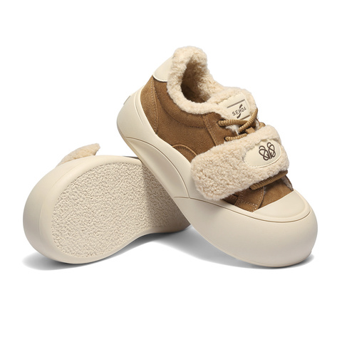 森达毛毛鞋女2025冬新商场同款户外保暖厚底休闲鞋XUT01DM5