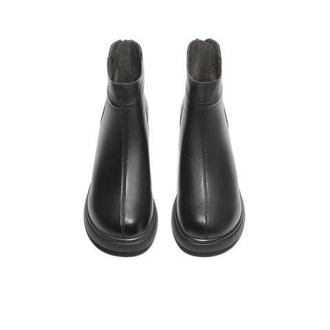 森达休闲靴2025冬季新款商场同款软面粗高跟短靴XRN01DD5