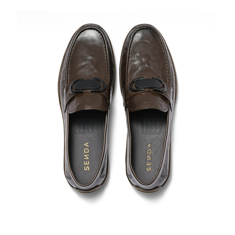 森达豆豆鞋男2025春季商场同款舒适一脚蹬休闲皮鞋1IP01AM5