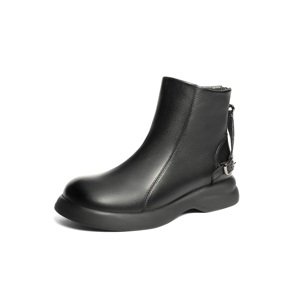 森达时装靴女2025冬新商场同款软面气质休闲短皮靴XVH01DD5