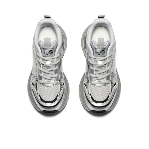 森达老爹鞋女2025秋季新款网面运动风厚底休闲鞋WP038CM5