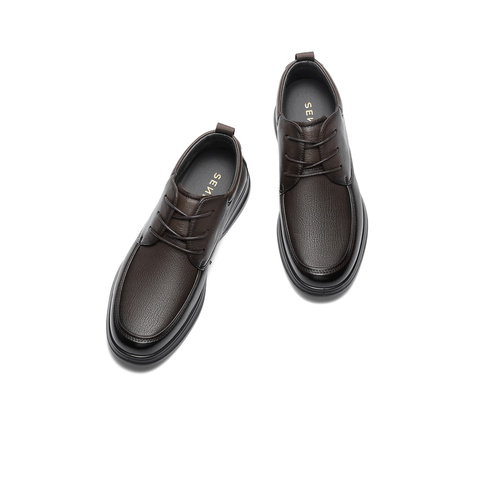 森达休闲皮鞋男2025冬新商场同款舒适软面平底单鞋1ZD01DM5