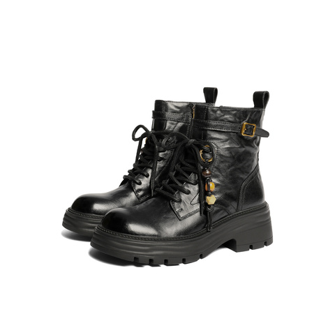 森达马丁靴女2025冬新商场同款户外徒步厚底休闲短皮靴XVJ01DD5