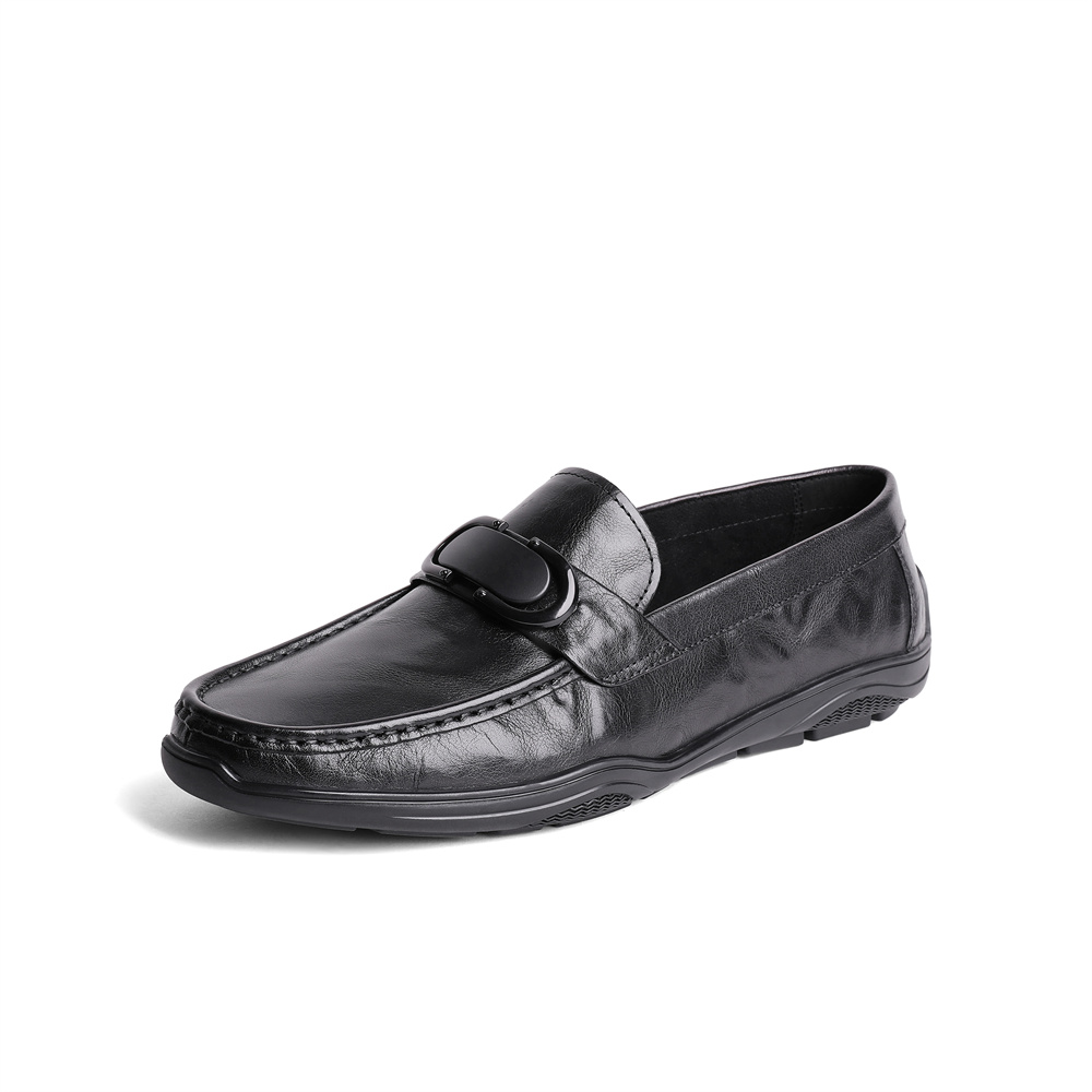 森达豆豆鞋男2025春季商场同款舒适一脚蹬休闲皮鞋1IP01AM5