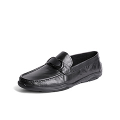 森达豆豆鞋男2025春季商场同款舒适一脚蹬休闲皮鞋1IP01AM5