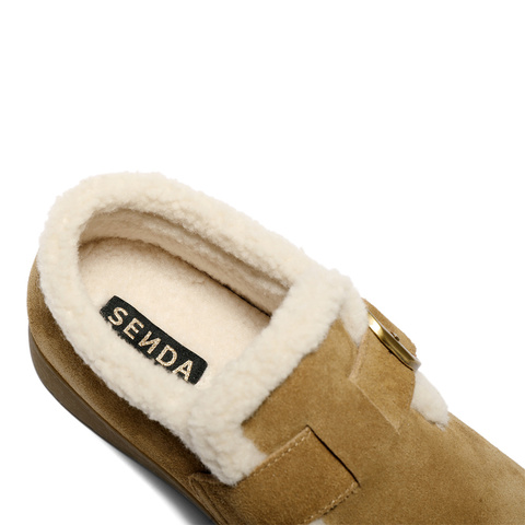 森达毛毛鞋女2025冬新商场同款保暖毛绒休闲勃肯鞋4URF5DM5