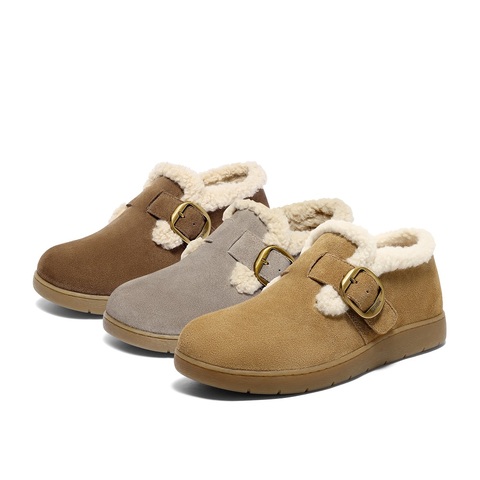 森达毛毛鞋女2025冬新商场同款保暖毛绒休闲勃肯鞋4URF5DM5