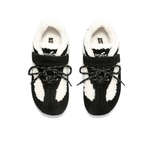 森达毛毛鞋女2025冬季新款舒适保暖平底户外休闲鞋ZTI23DM5