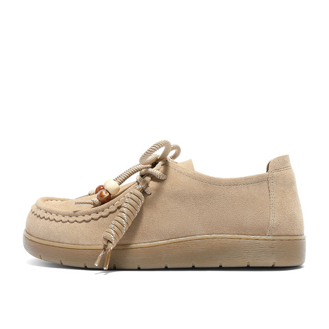 森达袋鼠鞋女款2025秋季新款舒适平底可可简约休闲鞋4URC9CM5