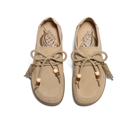 森达袋鼠鞋女款2025秋季新款舒适平底可可简约休闲鞋4URC9CM5