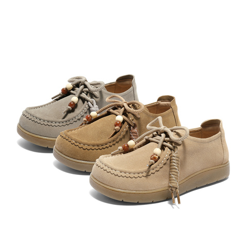 森达袋鼠鞋女款2025秋季新款舒适平底可可简约休闲鞋4URC9CM5