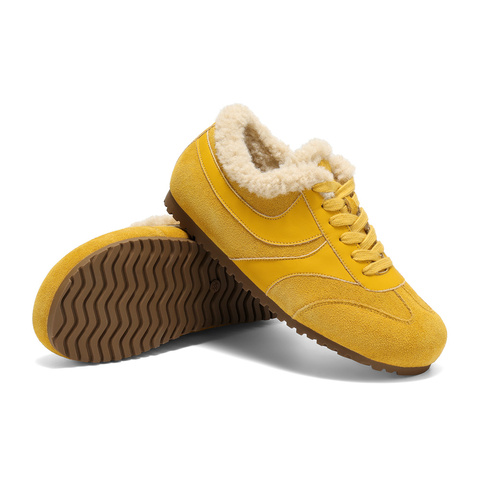 森达毛毛鞋女2025冬新舒适毛绒保暖德训休闲鞋WP033DM5