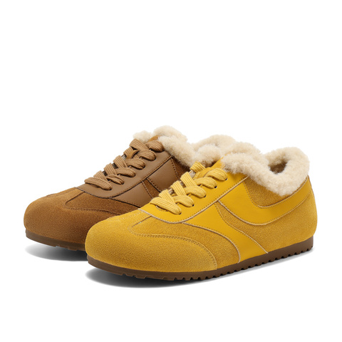 森达毛毛鞋女2025冬新舒适毛绒保暖德训休闲鞋WP033DM5