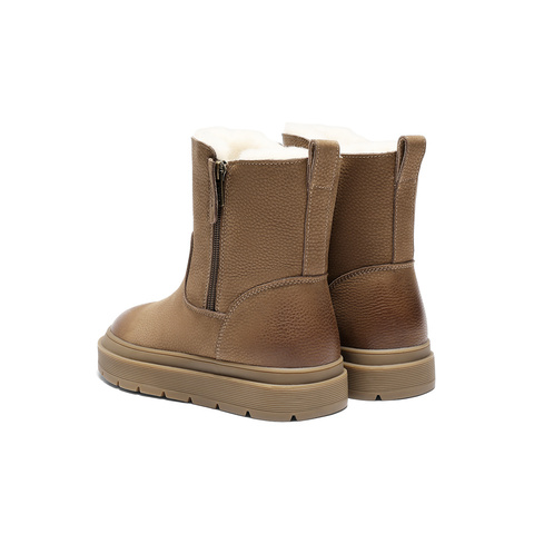 森达雪地靴女2025冬新商场同款户外保暖时尚休闲短皮靴XTZ01DD5