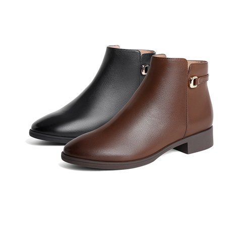 森达气质时装靴女2025冬新商场同款日常通勤粗跟短靴4T645DD5