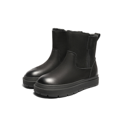 森达雪地靴女2025冬新商场同款户外保暖时尚休闲短皮靴XTZ01DD5