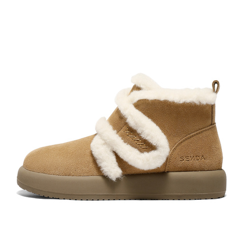森达雪地靴女2025冬新商场同款舒适保暖户外短靴XTD01DD5