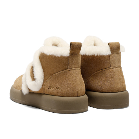 森达雪地靴女2025冬新商场同款舒适保暖户外短靴XTD01DD5