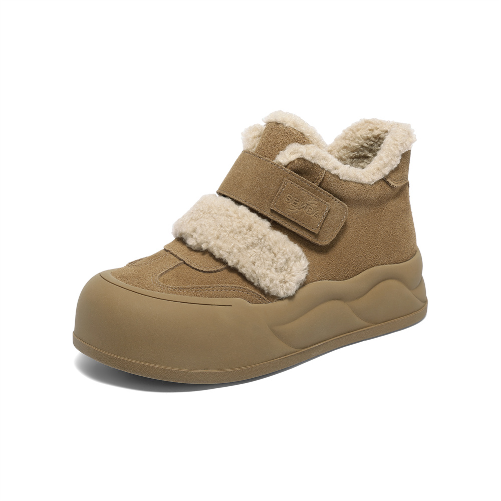 森达雪地靴女2025冬新商场同款保暖毛绒厚底短靴XTX02DD5