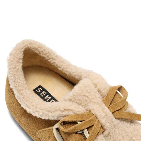 森达毛毛鞋女2025冬新户外毛绒保暖休闲勃肯鞋ZTI53DM5