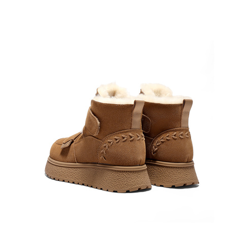 森达雪地靴女2025冬季新款商场同款户外保暖厚底短靴XSP02DD5