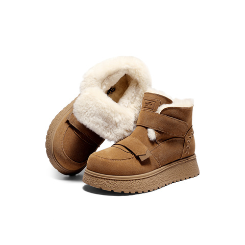 森达雪地靴女2025冬季新款商场同款户外保暖厚底短靴XSP02DD5