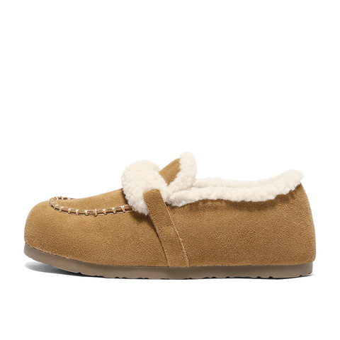 森达毛毛鞋女2025冬新毛绒保暖内增高休闲勃肯鞋XSS01DM5