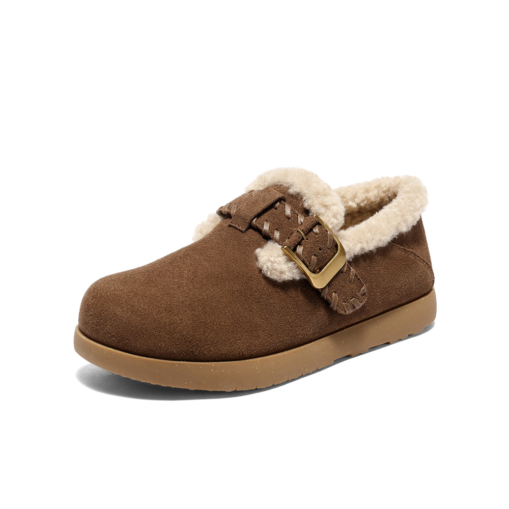 森达毛毛鞋女2025冬新保暖绒毛一脚蹬休闲勃肯鞋ZTI25DA5