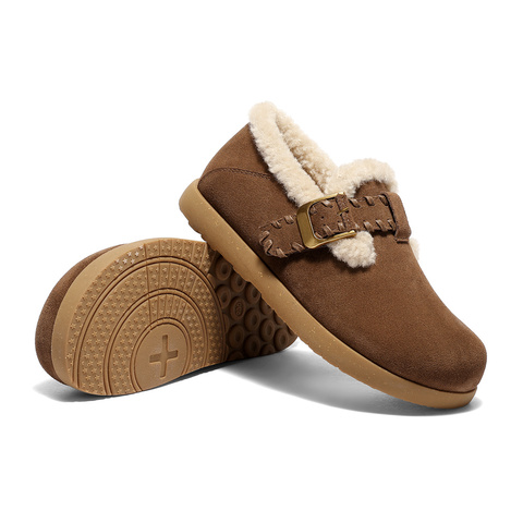 森达毛毛鞋女2025冬新保暖绒毛一脚蹬休闲勃肯鞋ZTI25DA5