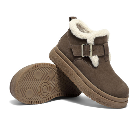 森达雪地靴女2025冬新商场同款毛绒厚底勃肯短靴XTK01DD5