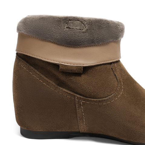 森达时装靴女2025冬新商场同款时尚堆堆靴中筒靴XVK01DZ5