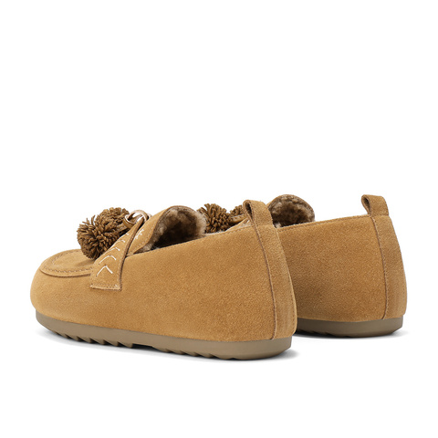 森达毛毛鞋女2025冬新商场同款保暖毛绒勃肯休闲鞋XTM01DA5