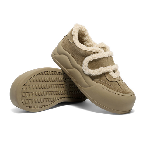 森达毛毛鞋女2025冬新商场同款毛绒户外厚底休闲鞋XTX01DM5