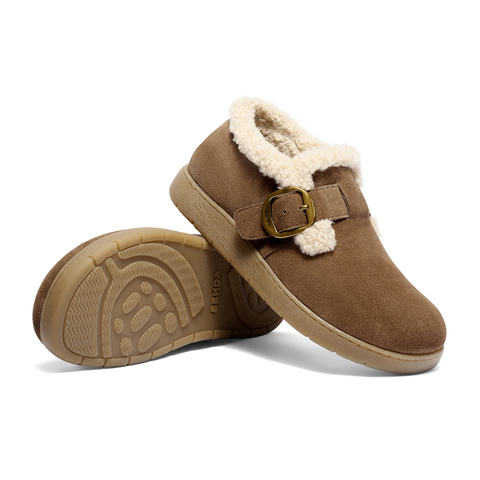 森达毛毛鞋女2025冬新商场同款保暖毛绒休闲勃肯鞋4URF5DM5