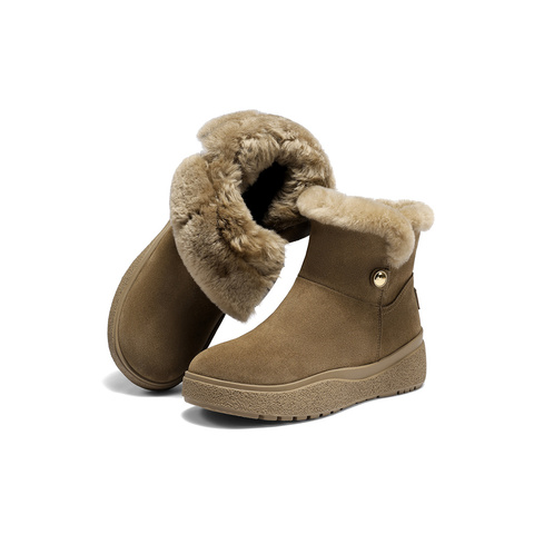 森达雪地靴女2025冬新商场同款户外舒适保暖厚底短靴XTY01DD5